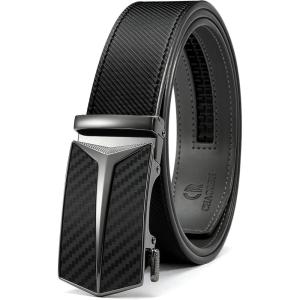 imageCHAOREN Ratchet Belts for Men  Leather Belt Men for Jeans Casual Dress 1 38quot  Micro Adjustable Belt Fit EverywhereBasic T  Black