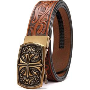 imageCHAOREN Ratchet Western Belt  1 38quot Cowboy Belts for Men Casual Jeans  Micro Adjustable Belt Fit EverywhereBrown1