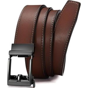 imageCHAOREN Leather Ratchet Belt Men  Mens Belts Casual Accessories for Every Occasion 35mmSilverbrown