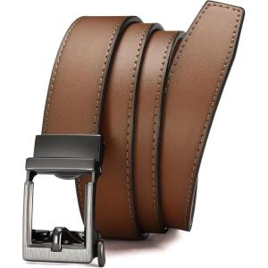 imageCHAOREN Leather Ratchet Belt Men  Mens Belts Casual Accessories for Every Occasion 35mmTan