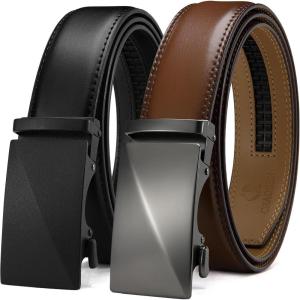imageCHAOREN Leather Ratchet Belt Men 2 Pack  Customizable Fit Effortless Style 35mm