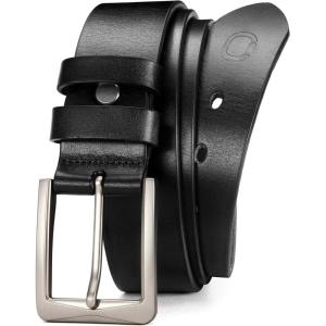 imageCHAOREN Mens Leather Belt  15quot Italian Full Grain Leather Belts  Ideal for Casul Jeans ampamp Work WearBlack