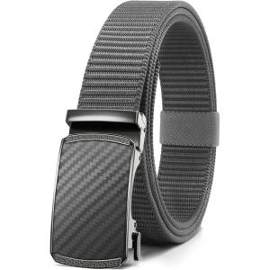 imageCHAOREN Ratchet Belts for Men  Casual Web Nylon Mens Belt  Adjustable and Durable for JeansCarbon Fiber ImperialGrey