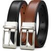 imageCHAOREN Mens Belt 1 Piece  Leather Reversible Belt Men for Dress Pants  Single Belt 2 ColorsBright SliverblackBrown