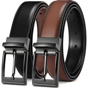 imageCHAOREN Mens Belt 1 Piece  Leather Reversible Belt Men for Dress Pants  Single Belt 2 ColorsBlackDark Brown