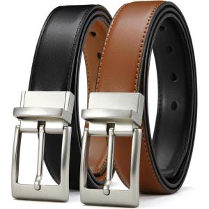 imageCHAOREN Mens Belt 1 Piece  Leather Reversible Belt Men for Dress Pants  Single Belt 2 ColorsBlackOrange Brown