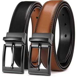imageCHAOREN Mens Belt 1 Piece  Leather Reversible Belt Men for Dress Pants  Single Belt 2 ColorsBlackTan