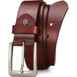 imageCHAOREN Mens Leather Belt  15quot Italian Full Grain Leather Belts  Ideal for Casul Jeans ampamp Work WearBrown