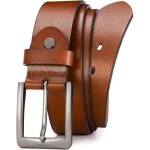 imageCHAOREN Mens Leather Belt  15quot Italian Full Grain Leather Belts  Ideal for Casul Jeans ampamp Work WearCognac