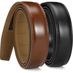 imageCHAOREN Ratchet Belt Strap Only 1 14quot Replacement Leather Belt for 32mm BuckleBrown  Black