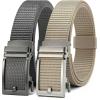 imageCHAOREN Ratchet Belts for Men 2 Pack  Casual Web Nylon Mens Belt 1 38quot  Automatic Adjustable Buckle Fit JeansGrey and KhakiClassic Buckle