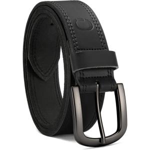 imageCHAOREN Leather Belts for Men Mens Belts CasualEveryday Full Grain Leather Belts for JeansBlack  Gun