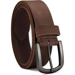 imageCHAOREN Leather Belts for Men Mens Belts CasualEveryday Full Grain Leather Belts for JeansBrown  Gun