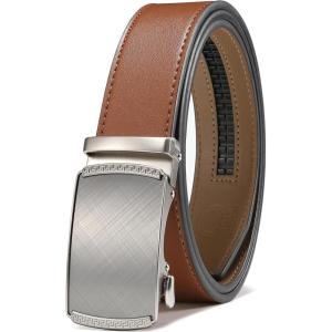 imageCHAOREN Mens Belt Leather Ratchet Belt  Customizable Fit Effortless Style 35mmCharcoal Depiction Silver  Tan