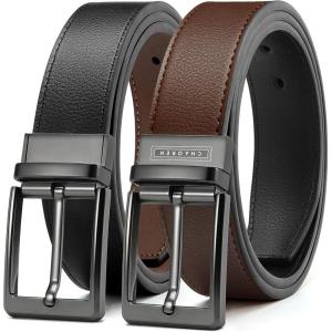 imageCHAOREN Reversible Mens Belt 1 Piece  Leather Belt Men for Dress Pants  Single Belt 2 ColorsBlackDark Brown