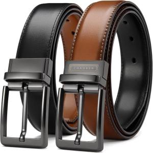 imageCHAOREN Reversible Mens Belt 1 Piece  Leather Belt Men for Dress Pants  Single Belt 2 ColorsBlackTan