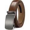 imageCHAOREN Ratchet Boys Belt Kid Dress Belt with Click Buckle Adjustable Leather Belt for School Uniform and Formal PantsBrown