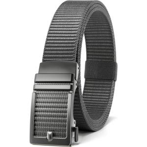 imageCHAOREN Grey Ratchet Belts for Men  Casual Web Nylon Mens Belt 1 38quot  Adjustable and Durable for Jeans