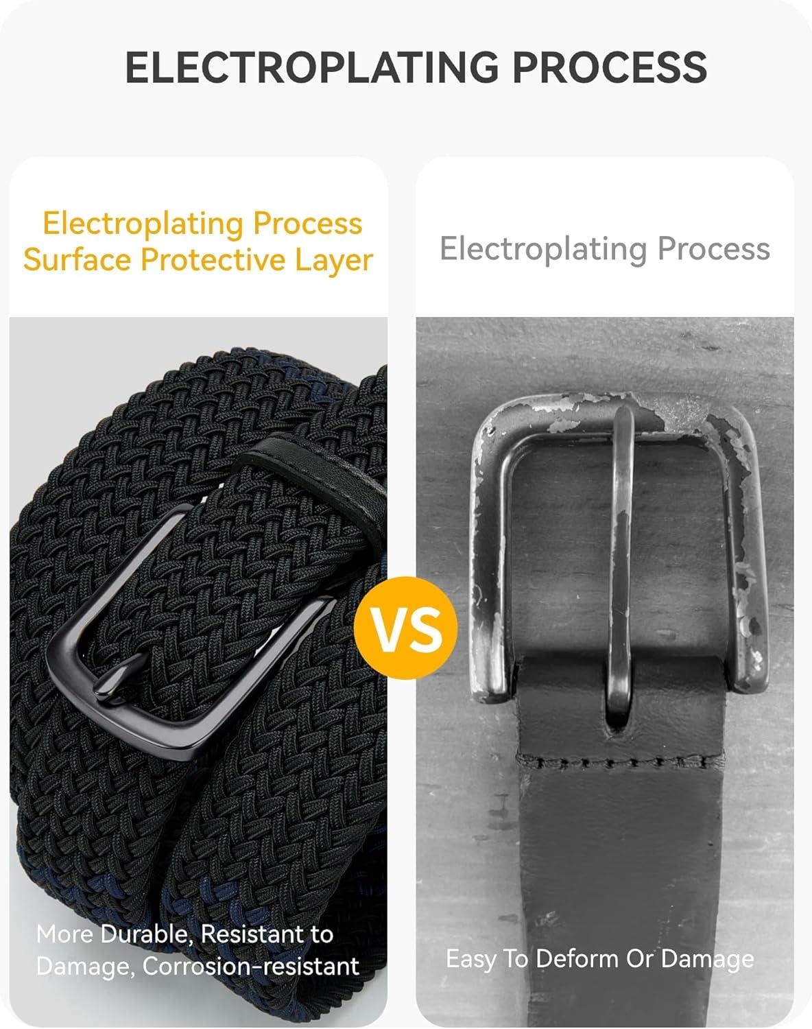 imageCHAOREN Mens Belt  Braided Stretch Golf Belt for Men 1 38quot Gift for Golf Pants Casual Shorts JeansGreen