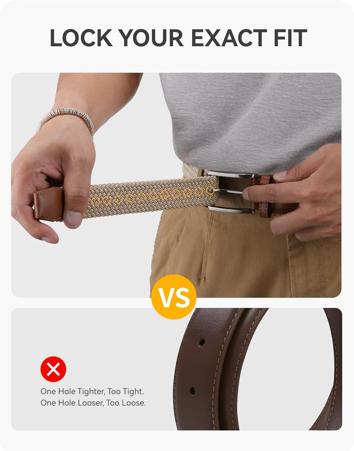 imageCHAOREN Mens Stretch Belt  1 38quot Elastic Braided Golf Belt for Men  Stretchy Web Fit Summer Casual JeansCoal Black