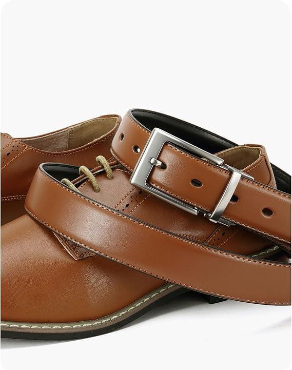 imageCHAOREN Reversible Belt Men 1 Piece  125quot Leather Dress Belt  Trim to Fit for Elegant StyleBlackOrange Brown