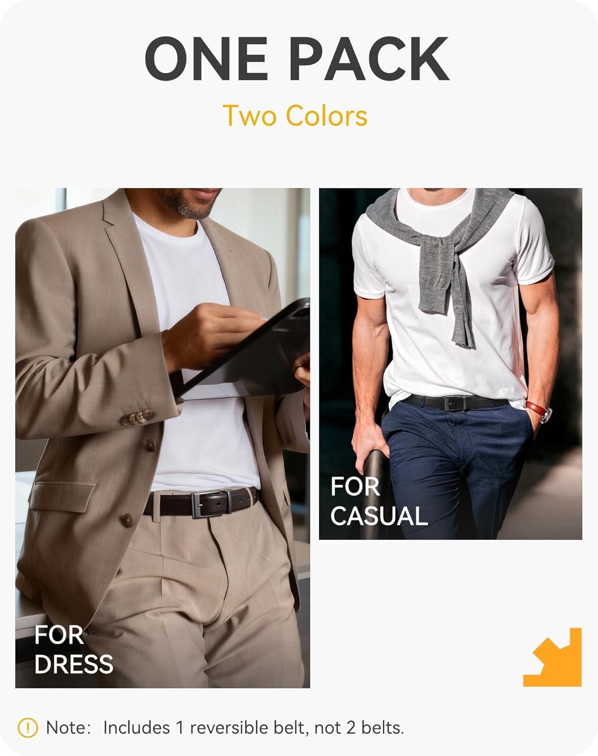 imageCHAOREN Reversible Belt Men 1 Piece  125quot Leather Dress Belt  Trim to Fit for Elegant StyleMahoganyBlack