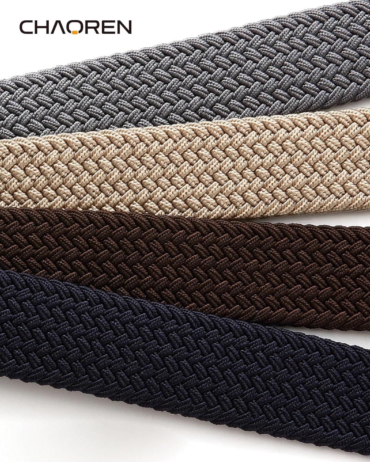 imageCHAOREN Stretch Belt Men 2 Pack  1 38quot Braided Golf Belts For Men  Casual Elastic For Pants and JeansBlack  Brown