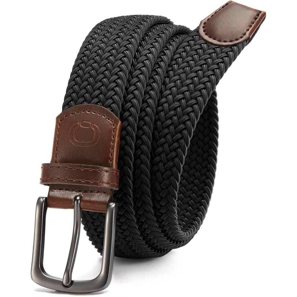 imageCHAOREN Mens Belt  Braided Stretch Golf Belt for Men 1 38quot Gift for Golf Pants Casual Shorts JeansBrown  Black