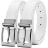 imageCHAOREN Reversible Belt Men 1 Piece  125quot Leather Dress Belt  Trim to Fit for Elegant StyleClassic WhiteTwill White