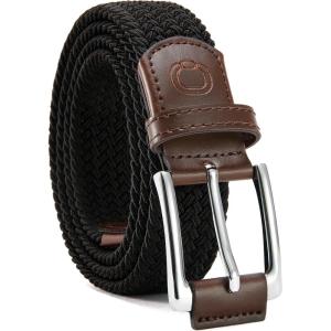 imageCHAOREN Mens Stretch Belt  1 38quot Elastic Braided Golf Belt for Men  Stretchy Web Fit Summer Casual JeansCoal Black