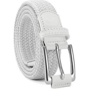 imageCHAOREN Mens Stretch Belt  1 38quot Elastic Braided Golf Belt for Men  Stretchy Web Fit Summer Casual JeansWhite