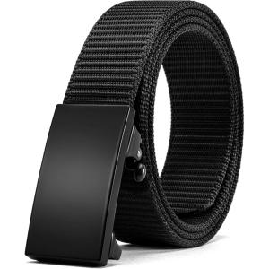 imageCHAOREN Nylon Ratchet Belts for Men  Adjustable Web Belt  Automatic Slide Buckle for Casual Golf WorkBlack 35mm