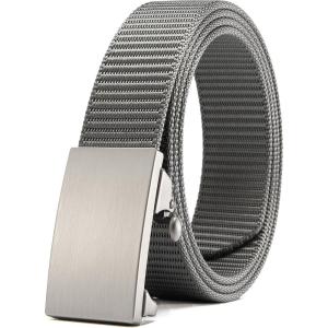 imageCHAOREN Nylon Ratchet Belts for Men  Adjustable Web Belt  Automatic Slide Buckle for Casual Golf WorkGrey 32mm