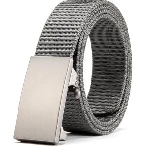 imageCHAOREN Nylon Ratchet Belts for Men  Adjustable Web Belt  Automatic Slide Buckle for Casual Golf WorkGrey 35mm