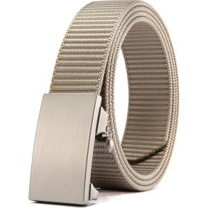 imageCHAOREN Nylon Ratchet Belts for Men  Adjustable Web Belt  Automatic Slide Buckle for Casual Golf WorkKhaki 32mm