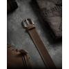 imageCHAOREN Full Grain Leather Belt for Men Work Belts for Men Heavy Duty Daily Wear for Jeans PantsVersatile Brown Stitched