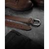 imageCHAOREN Full Grain Leather Belt for Men Work Belts for Men Heavy Duty Daily Wear for Jeans PantsVersatile Dark Brown Stitched