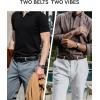 imageCHAOREN Leather Dress Belt Men 2 Pack  1 38 Mens Belts for Work Business Casual JeansBlackCognac