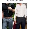 imageCHAOREN Leather Dress Belt Men 2 Pack  1 38 Mens Belts for Work Business Casual JeansBlackTan