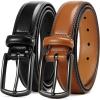 imageCHAOREN Leather Dress Belt Men 2 Pack  1 38 Mens Belts for Work Business Casual JeansBlackClassic Tan 32mm