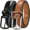 imageCHAOREN Leather Dress Belt Men 2 Pack  1 38 Mens Belts for Work Business Casual JeansBlackTan 32mm