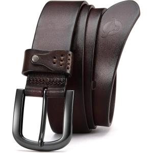 imageCHAOREN Full Grain Leather Belt for Men Work Belts for Men Heavy Duty Daily Wear for Jeans PantsModern Dark Brown