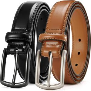 imageCHAOREN Leather Dress Belt Men 2 Pack  1 38 Mens Belts for Work Business Casual JeansBlackTan 32mm