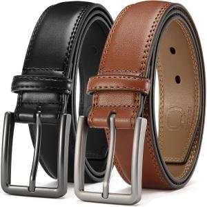 imageCHAOREN Leather Dress Belt Men 2 Pack  1 38 Mens Belts for Work Business Casual JeansBlackTan