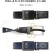 imageCHAOREN Reversible Belt Men 1 Piece  125 Leather Dress Belt  Trim to Fit for Elegant StyleNavyBlack