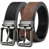 imageCHAOREN Mens Reversible Casual Belt  2in1 Brown Belt 1 12 Width for Jeans  Effortless Rotating Buckle