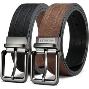 imageCHAOREN Mens Reversible Casual Belt  2in1 Brown Belt 1 12 Width for Jeans  Effortless Rotating Buckle