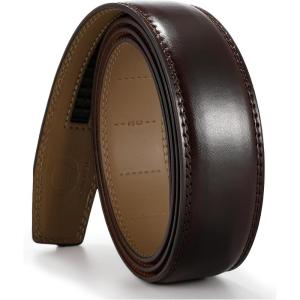 imageCHAOREN Ratchet Belt Replacement Strap 1 38 Leather Belt Strap for 40MM Slide Click BuckleMahogany