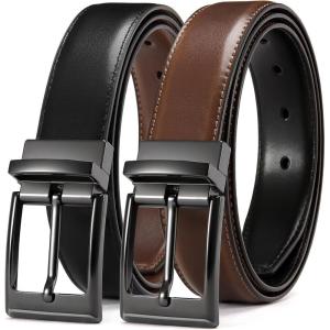 imageCHAOREN Reversible Belt Men 1 Piece  125 Leather Dress Belt  Trim to Fit for Elegant StyleCognacBlack