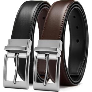 imageCHAOREN Reversible Belt Men 1 Piece  125 Leather Dress Belt  Trim to Fit for Elegant StyleDark BrownBlack